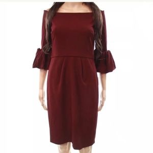 NWT Wine Off Shoulder Bell Sleeve Cocktail Dress